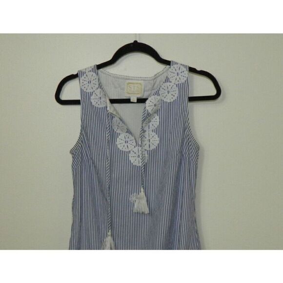 STS Sail to Sable Dress Navy White Stripe Tunic ‎ Tassels Size  X-Small - Picture 3 of 8